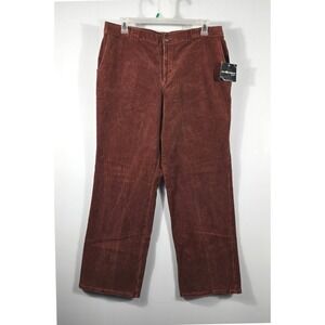 Sag Harbor Sport Rust Brown Corduroy Pants Womens 18 High Rise Straight Wide Leg